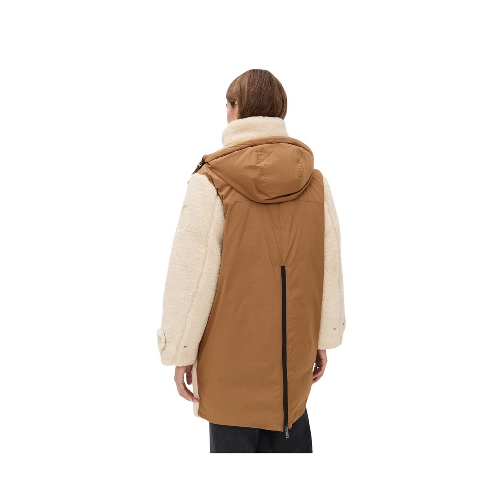 UGG W Kaysin Down Parka Chestnut Cream Mixed Media Shearling Coat 1171465 L - Picture 4 of 6